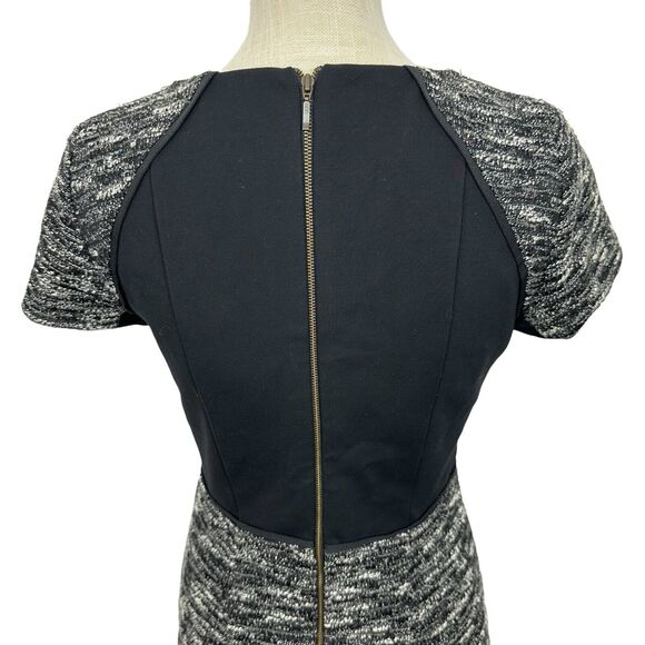 J Crew Tweed A-Line Dress Fit & Flare Mid-Thigh Short Sleeve Womens Size 2 Black - Picture 5 of 9